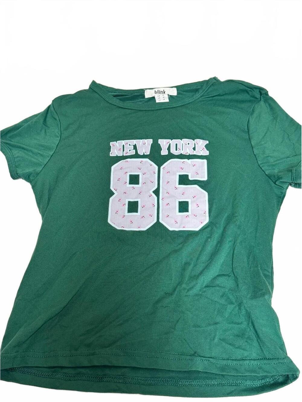 Blink Lounge Green Short Sleeve New York 86 Graphic T-Shirt Tagged Medium